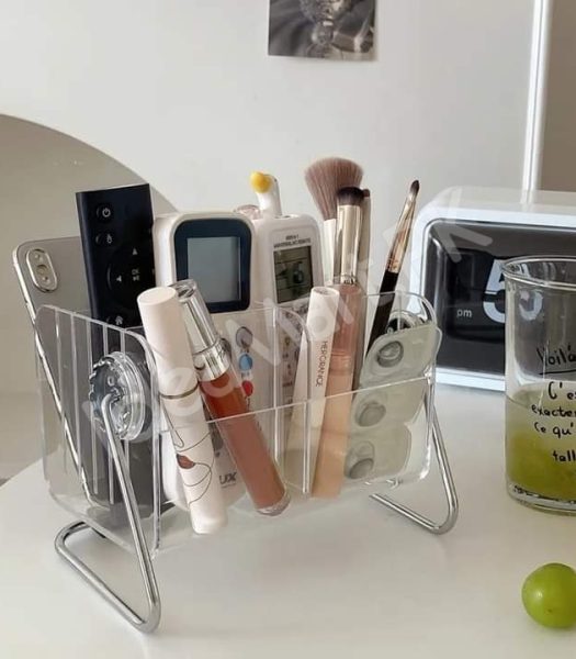 clear-acrylic-rotating-storage-organizer-with-metal-stand-for-remote-glasses-cosmetics-product-image