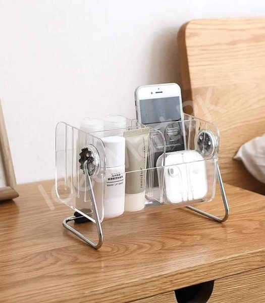 clear-acrylic-rotating-storage-organizer-with-metal-stand-for-remote-glasses-cosmetics-product-image