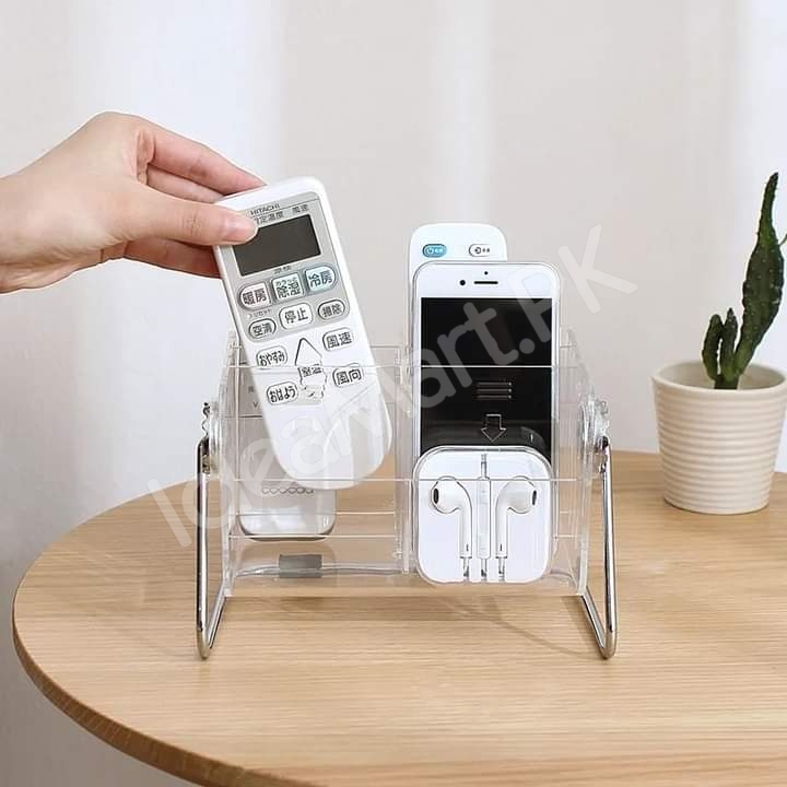 clear-acrylic-rotating-storage-organizer-with-metal-stand-for-remote-glasses-cosmetics-product-image