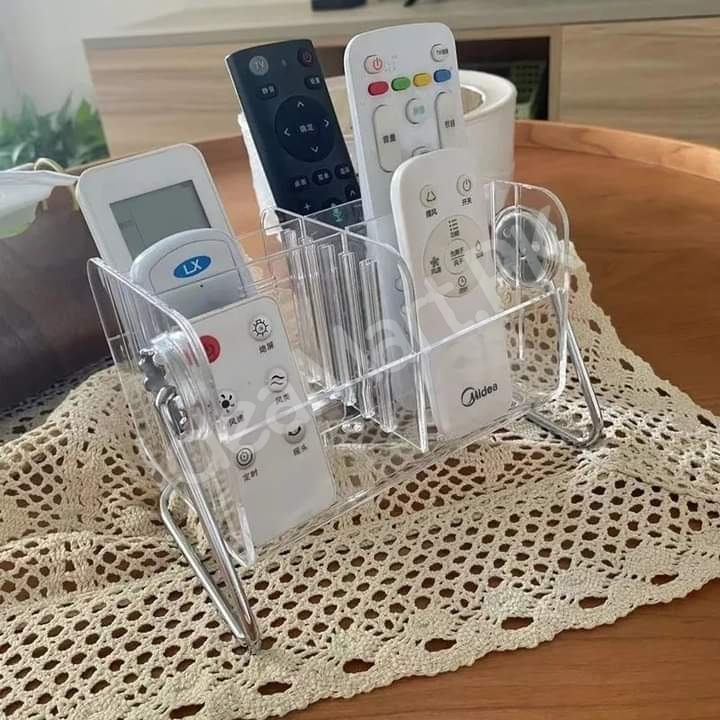 clear-acrylic-rotating-storage-organizer-with-metal-stand-for-remote-glasses-cosmetics-product-image