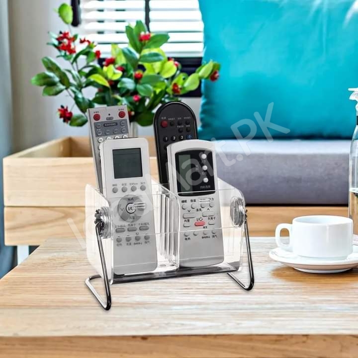 clear-acrylic-rotating-storage-organizer-with-metal-stand-for-remote-glasses-cosmetics-product-image