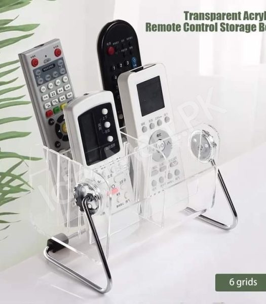 clear-acrylic-rotating-storage-organizer-with-metal-stand-for-remote-glasses-cosmetics-product-image