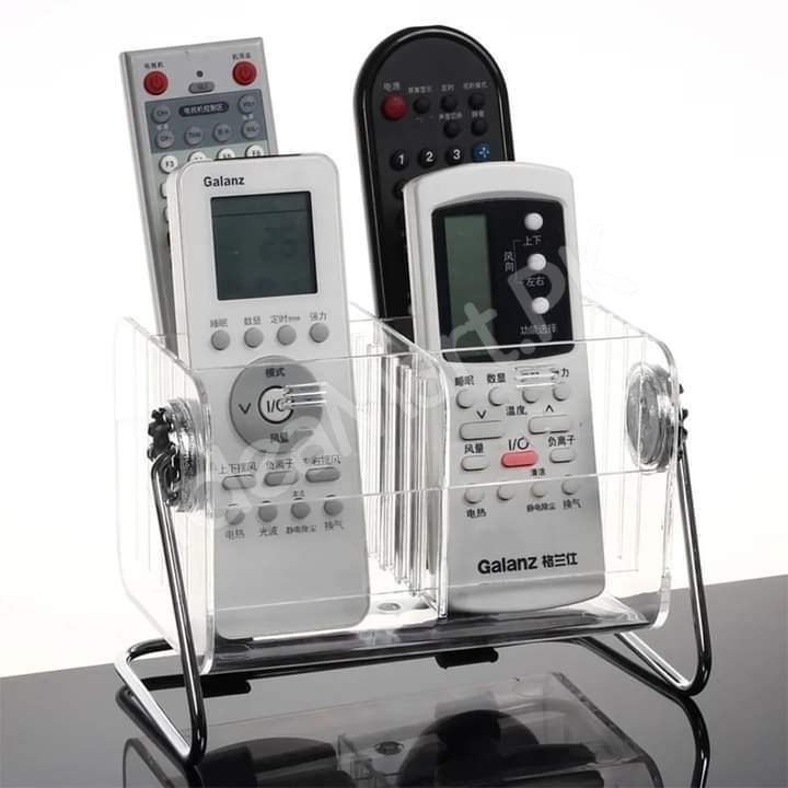 clear-acrylic-rotating-storage-organizer-with-metal-stand-for-remote-glasses-cosmetics-product-image