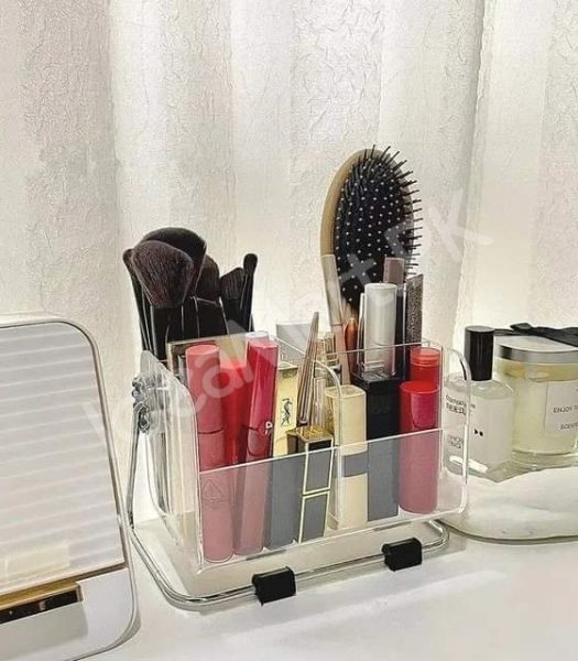 clear-acrylic-rotating-storage-organizer-with-metal-stand-for-remote-glasses-cosmetics-product-image