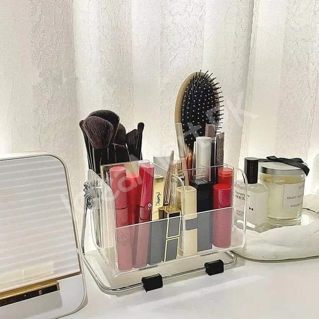 clear-acrylic-rotating-storage-organizer-with-metal-stand-for-remote-glasses-cosmetics-product-image