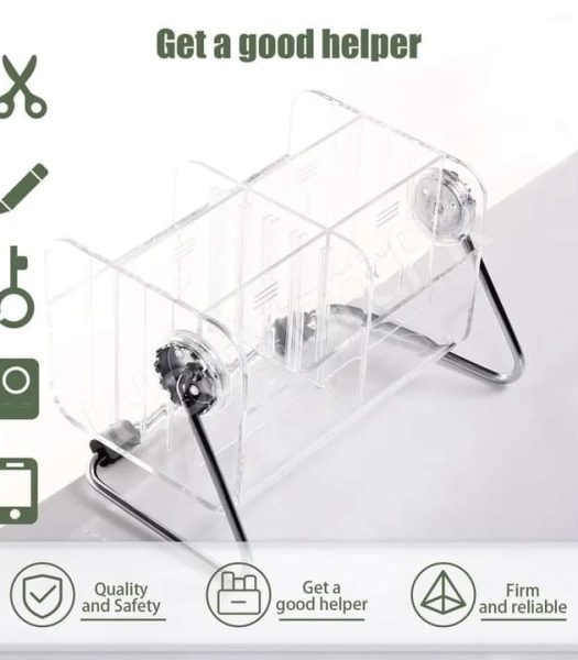 clear-acrylic-rotating-storage-organizer-with-metal-stand-for-remote-glasses-cosmetics-product-image