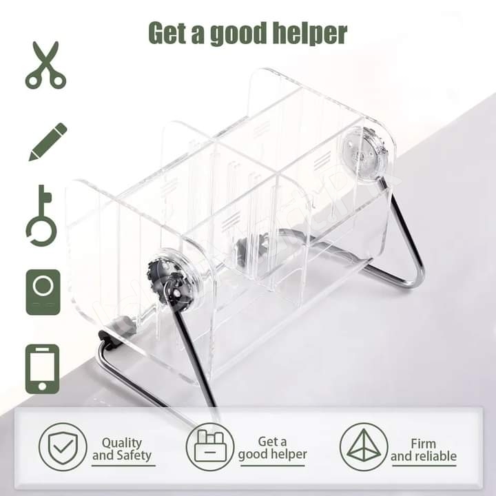 clear-acrylic-rotating-storage-organizer-with-metal-stand-for-remote-glasses-cosmetics-product-image