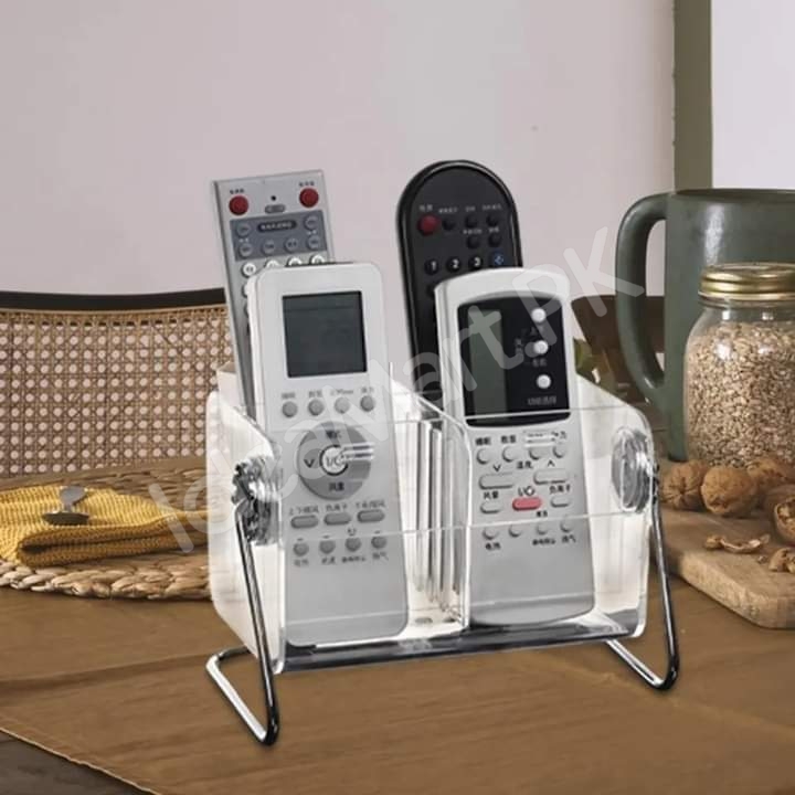 clear-acrylic-rotating-storage-organizer-with-metal-stand-for-remote-glasses-cosmetics-product-image