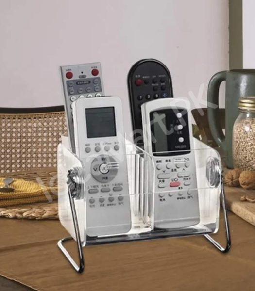 clear-acrylic-rotating-storage-organizer-with-metal-stand-for-remote-glasses-cosmetics-product-image