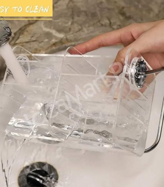 clear-acrylic-rotating-storage-organizer-with-metal-stand-for-remote-glasses-cosmetics-product-image