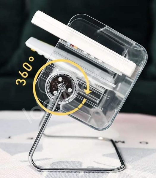 clear-acrylic-rotating-storage-organizer-with-metal-stand-for-remote-glasses-cosmetics-product-image