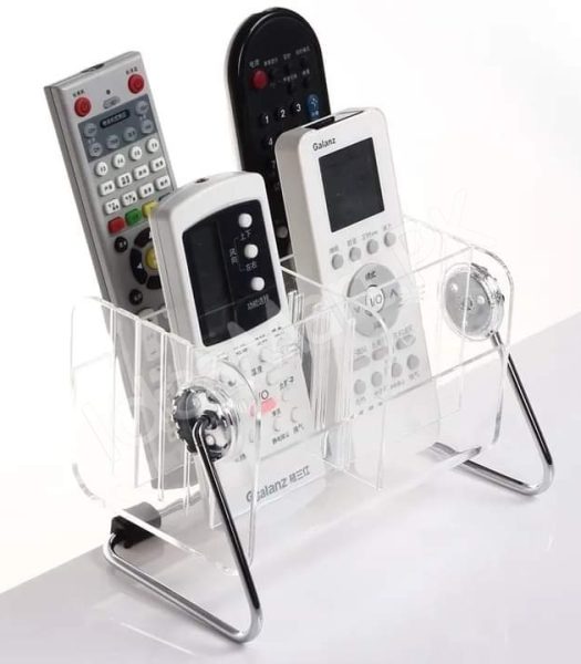 clear-acrylic-rotating-storage-organizer-with-metal-stand-for-remote-glasses-cosmetics-product-image