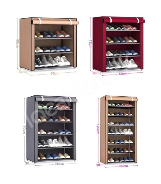 5-tier-portable-shoe-rack-organizer-with-roll-up-dustproof-fabric-cover-metal-frame-product-image