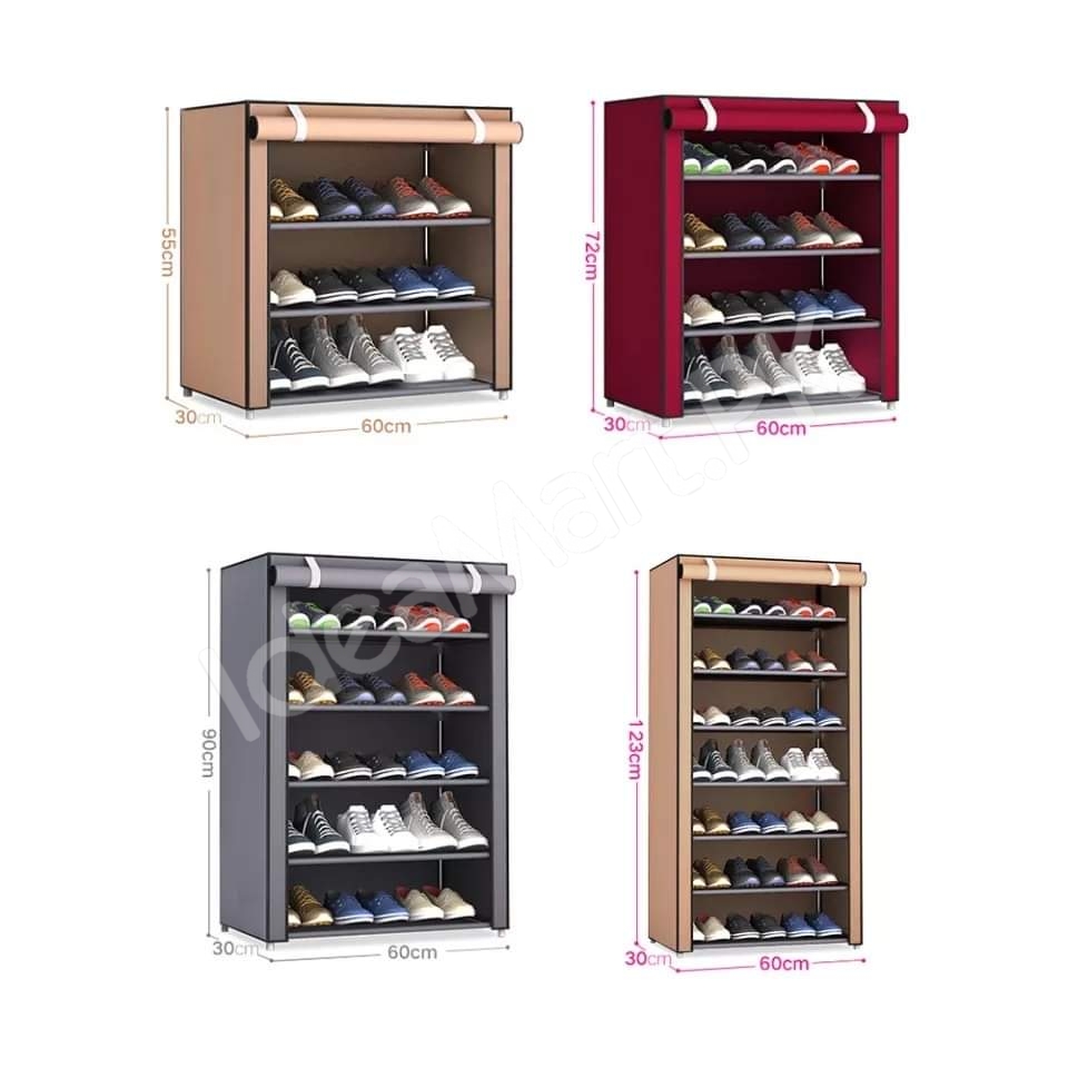 5-tier-portable-shoe-rack-organizer-with-roll-up-dustproof-fabric-cover-metal-frame-product-image