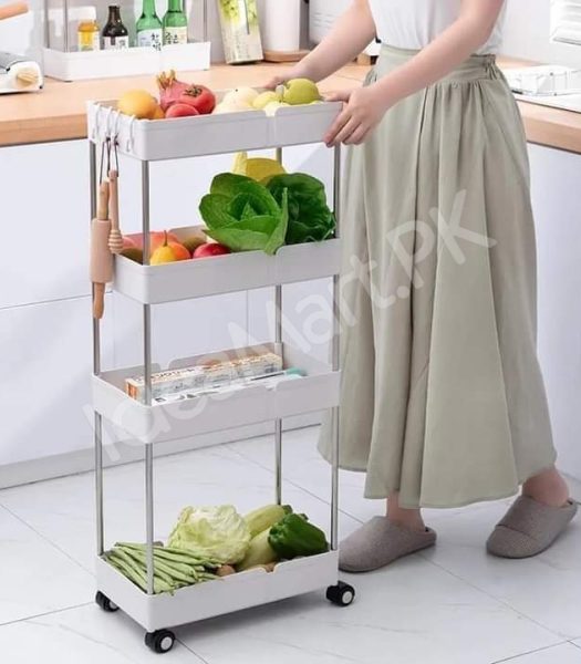 4-tier-slim-rolling-utility-cart-with-wheels-hanging-hooks-multi-purpose-plastic-storage-organizer-rack-product-image