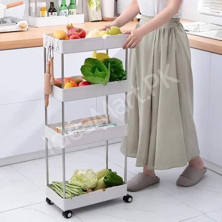 4-tier-slim-rolling-utility-cart-with-wheels-hanging-hooks-multi-purpose-plastic-storage-organizer-rack-product-image