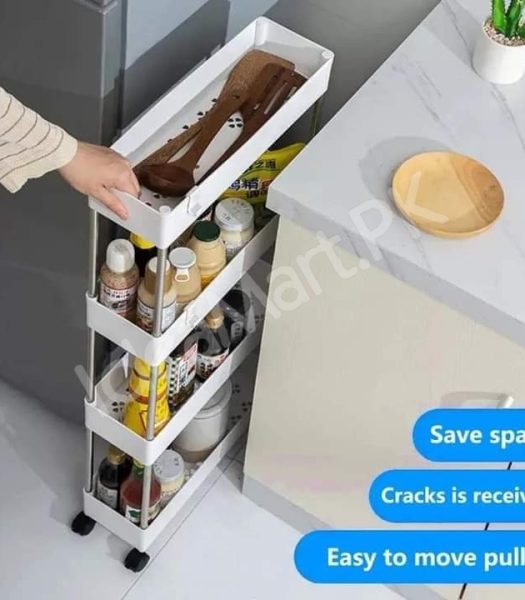 4-tier-slim-rolling-utility-cart-with-wheels-hanging-hooks-multi-purpose-plastic-storage-organizer-rack-product-image