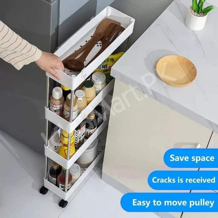 4-tier-slim-rolling-utility-cart-with-wheels-hanging-hooks-multi-purpose-plastic-storage-organizer-rack-product-image