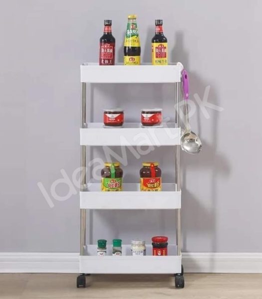 4-tier-slim-rolling-utility-cart-with-wheels-hanging-hooks-multi-purpose-plastic-storage-organizer-rack-product-image