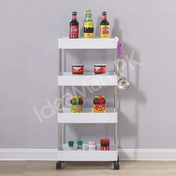 4-tier-slim-rolling-utility-cart-with-wheels-hanging-hooks-multi-purpose-plastic-storage-organizer-rack-product-image