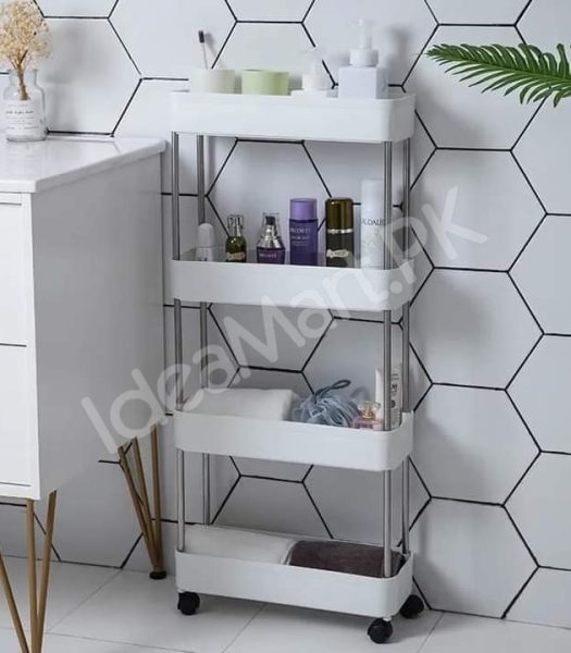 4-tier-slim-rolling-utility-cart-with-wheels-hanging-hooks-multi-purpose-plastic-storage-organizer-rack-product-image