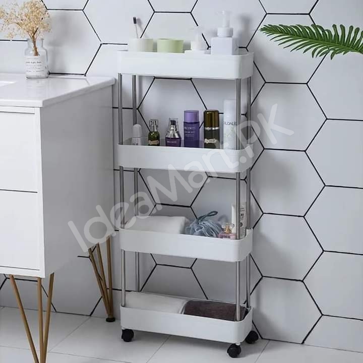 4-tier-slim-rolling-utility-cart-with-wheels-hanging-hooks-multi-purpose-plastic-storage-organizer-rack-product-image