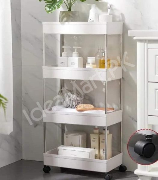 4-tier-slim-rolling-utility-cart-with-wheels-hanging-hooks-multi-purpose-plastic-storage-organizer-rack-product-image