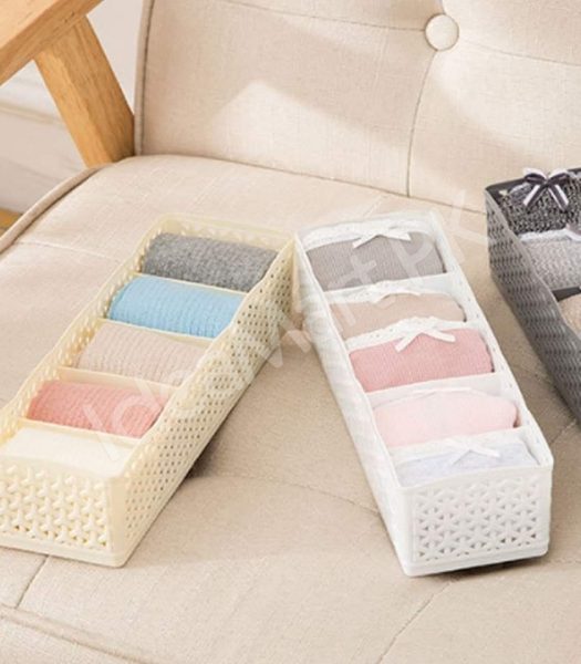 5-grid-plastic-stackable-drawer-organizer-basket-hollow-storage-bin-for-socks-clothes-product-image