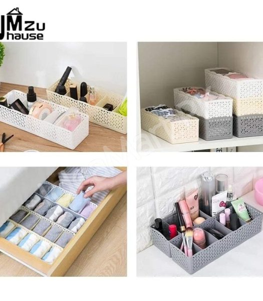 5-grid-plastic-stackable-drawer-organizer-basket-hollow-storage-bin-for-socks-clothes-product-image