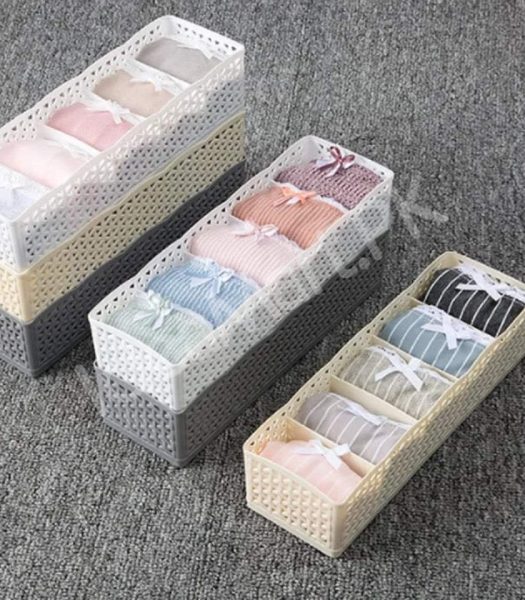 5-grid-plastic-stackable-drawer-organizer-basket-hollow-storage-bin-for-socks-clothes-product-image