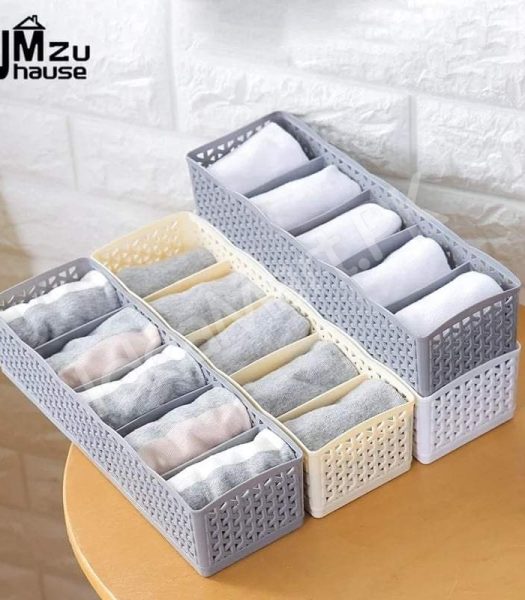 5-grid-plastic-stackable-drawer-organizer-basket-hollow-storage-bin-for-socks-clothes-product-image