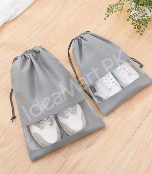 pack-of-2-non-woven-fabric-drawstring-travel-shoe-storage-bag-with-clear-window-product-image