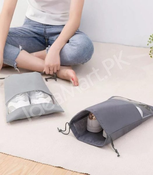 pack-of-2-non-woven-fabric-drawstring-travel-shoe-storage-bag-with-clear-window-product-image