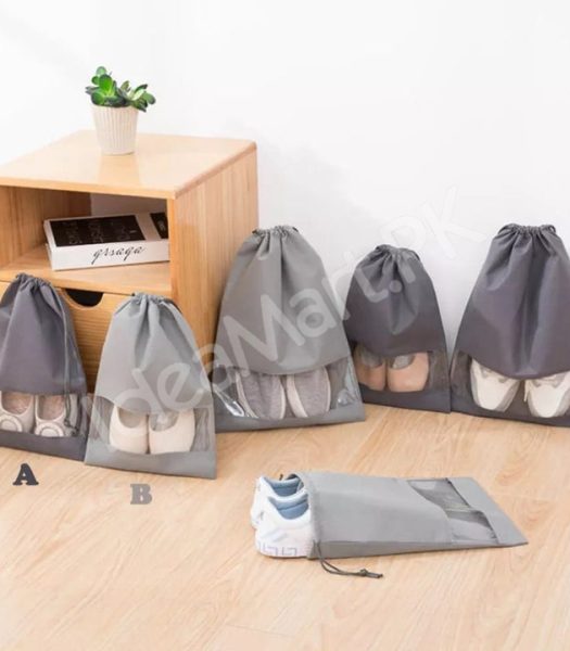 pack-of-2-non-woven-fabric-drawstring-travel-shoe-storage-bag-with-clear-window-product-image