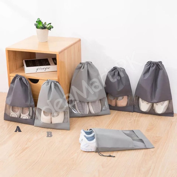 pack-of-2-non-woven-fabric-drawstring-travel-shoe-storage-bag-with-clear-window-product-image