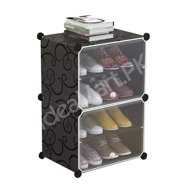 4-6-8-layer-cube-shoe-cabinet-with-clear-front-doors-diy-stackable-plastic-organizer-product-image