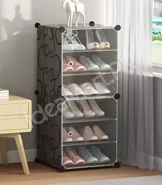 4-6-8-layer-cube-shoe-cabinet-with-clear-front-doors-diy-stackable-plastic-organizer-product-image