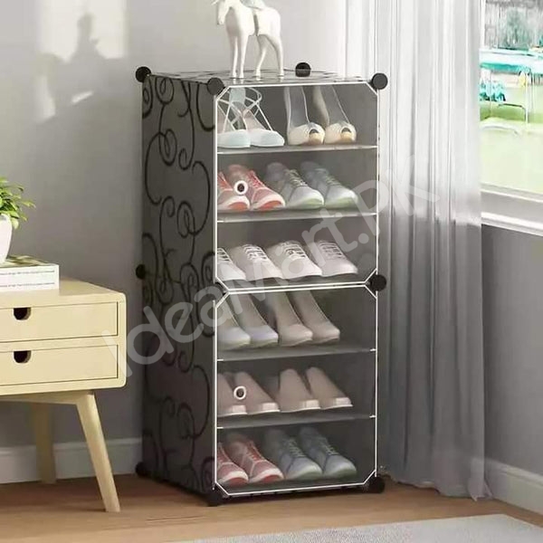 4-6-8-layer-cube-shoe-cabinet-with-clear-front-doors-diy-stackable-plastic-organizer-product-image