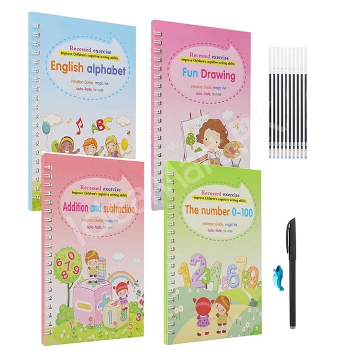 magic-reusable-montessori-copybook-set-4-pcs-with-pen-grip-aid-10-refills-product-image