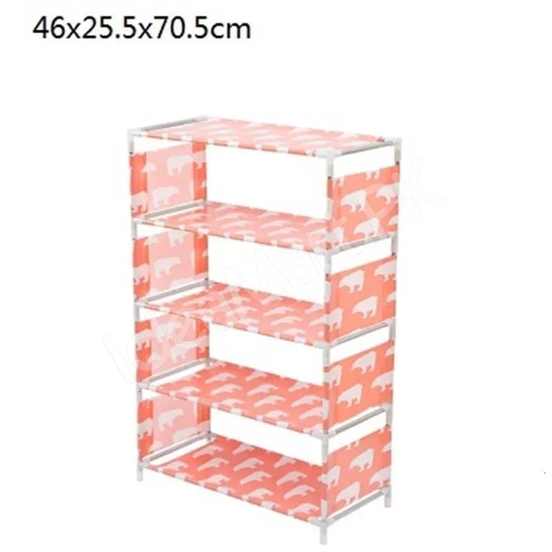 5-tier-portable-shoe-rack-with-pink-polka-dot-fabric-shelves-and-pipe-frame-product-image