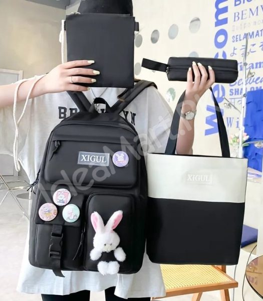 girls-4-in-1-nylon-bag-set-with-matching-tote-crossbody-pen-pouch-for-students-product-image