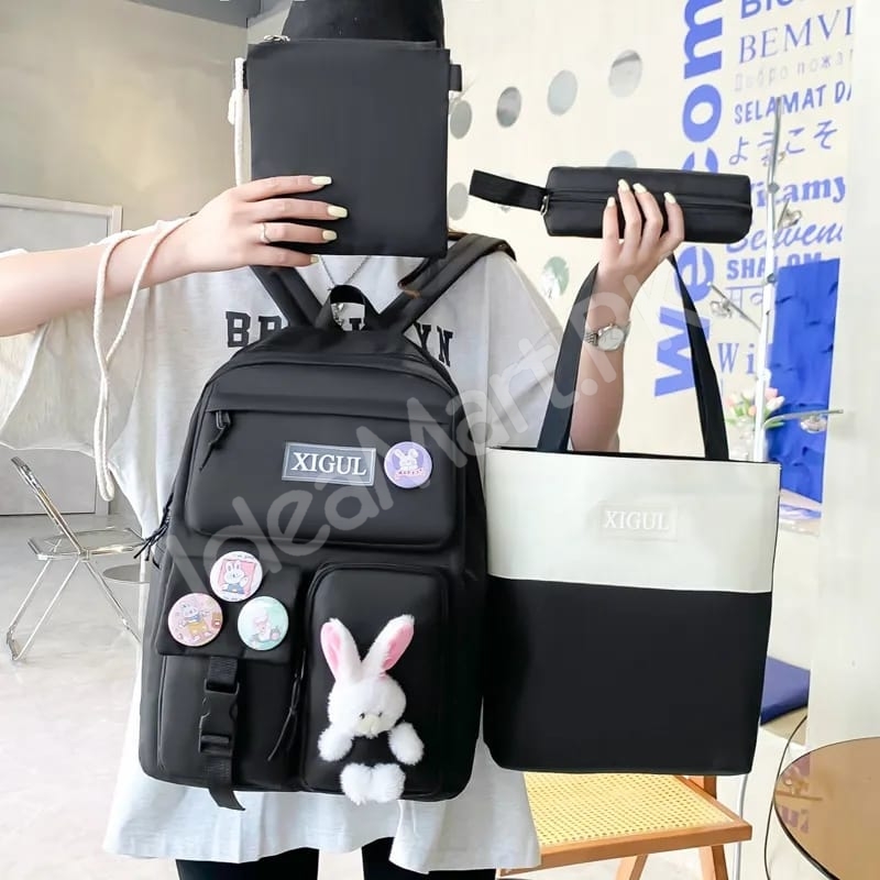 girls-4-in-1-nylon-bag-set-with-matching-tote-crossbody-pen-pouch-for-students-product-image