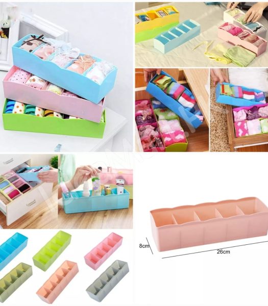 5-grid-plastic-stackable-drawer-organizer-basket-hollow-storage-bin-for-socks-clothes-product-image