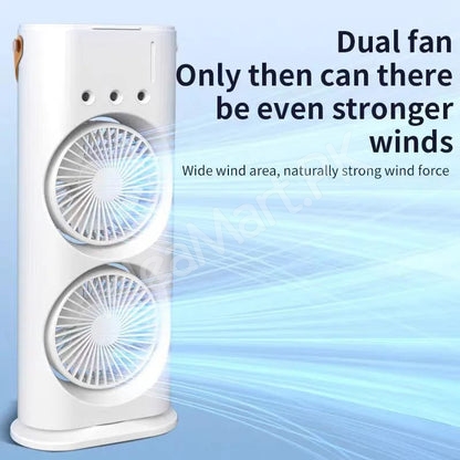 portable-dual-fan-air-cooler-humidifier-with-mist-3-speeds-led-light-usb-rechargeable-product-image