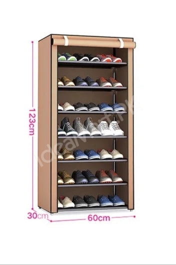 5-tier-portable-shoe-rack-organizer-with-roll-up-dustproof-fabric-cover-metal-frame-product-image