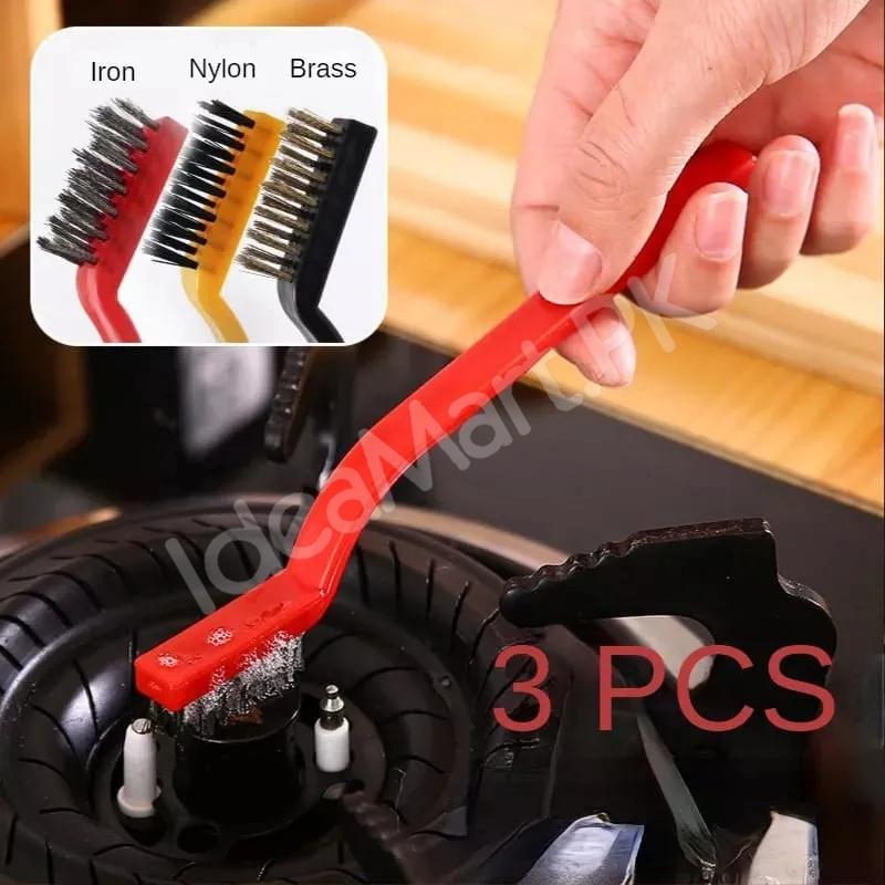 mini-wire-cleaning-brushes-3pcs-stainless-steel-brass-nylon-for-metal-range-hood-car-home-detailing-product-image