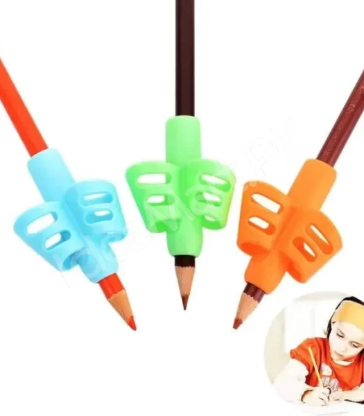 3pcs-set-children-pencil-holder-tools-silicone-two-finger-ergonomic-posture-correction-tools-pencil-grip-writing-aid-grip-product-image