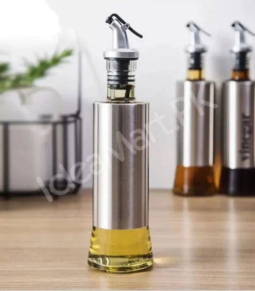 stainless-steel-olive-oil-dispenser-bottle-glass-cooking-oil-vinegar-cruet-for-kitchen-and-bbq-300ml-steel-pack-product-image