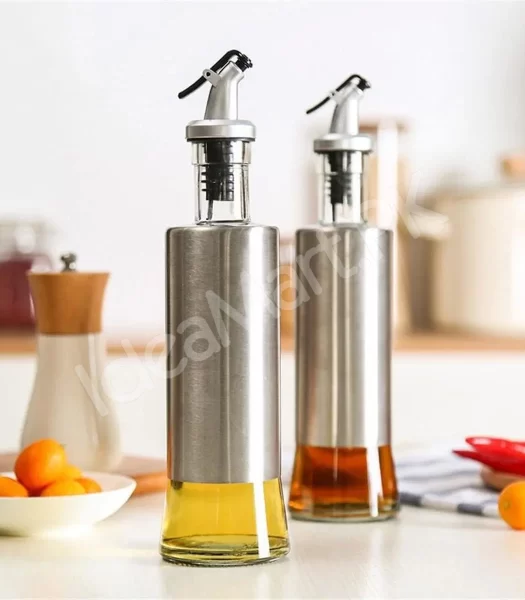 stainless-steel-olive-oil-dispenser-bottle-glass-cooking-oil-vinegar-cruet-for-kitchen-and-bbq-300ml-steel-pack-product-image