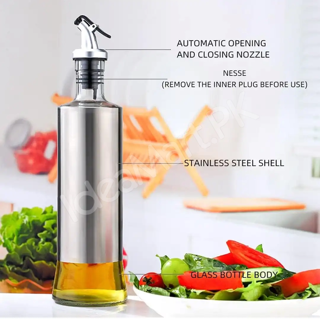 stainless-steel-olive-oil-dispenser-bottle-glass-cooking-oil-vinegar-cruet-for-kitchen-and-bbq-300ml-steel-pack-product-image